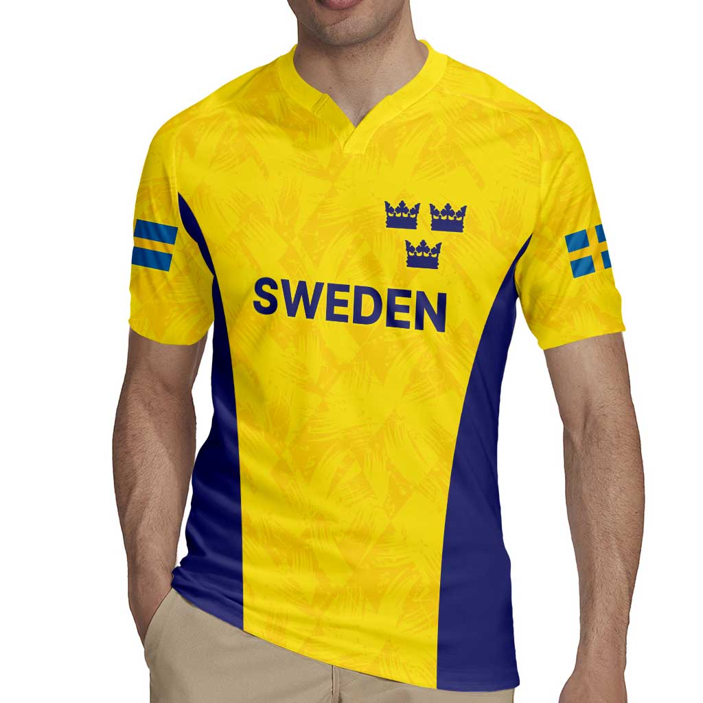 Sweden Rugby Custom Rugby Jersey Three Crowns of Sweden Gold Pattern - Wonder Print Shop