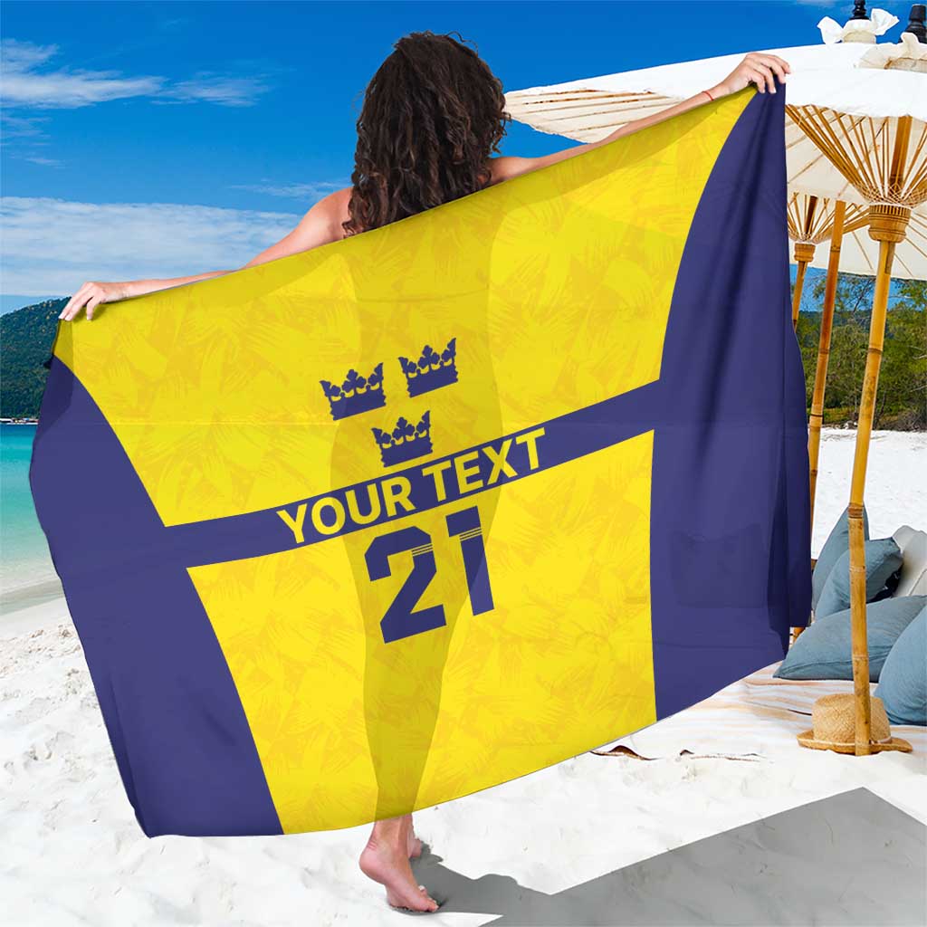 Sweden Rugby Custom Sarong Three Crowns of Sweden Gold Pattern - Wonder Print Shop