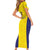 Sweden Rugby Custom Short Sleeve Bodycon Dress Three Crowns of Sweden Gold Pattern - Wonder Print Shop
