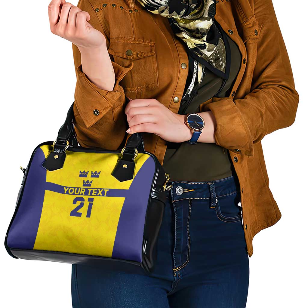 Sweden Rugby Custom Shoulder Handbag Three Crowns of Sweden Gold Pattern