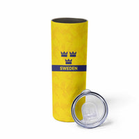Sweden Rugby Custom Skinny Tumbler Three Crowns of Sweden Gold Pattern - Wonder Print Shop