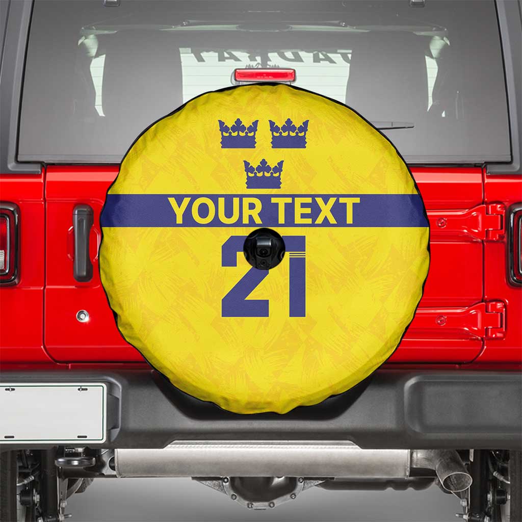 Sweden Rugby Custom Spare Tire Cover Three Crowns of Sweden Gold Pattern - Wonder Print Shop