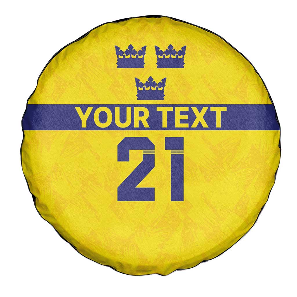 Sweden Rugby Custom Spare Tire Cover Three Crowns of Sweden Gold Pattern - Wonder Print Shop
