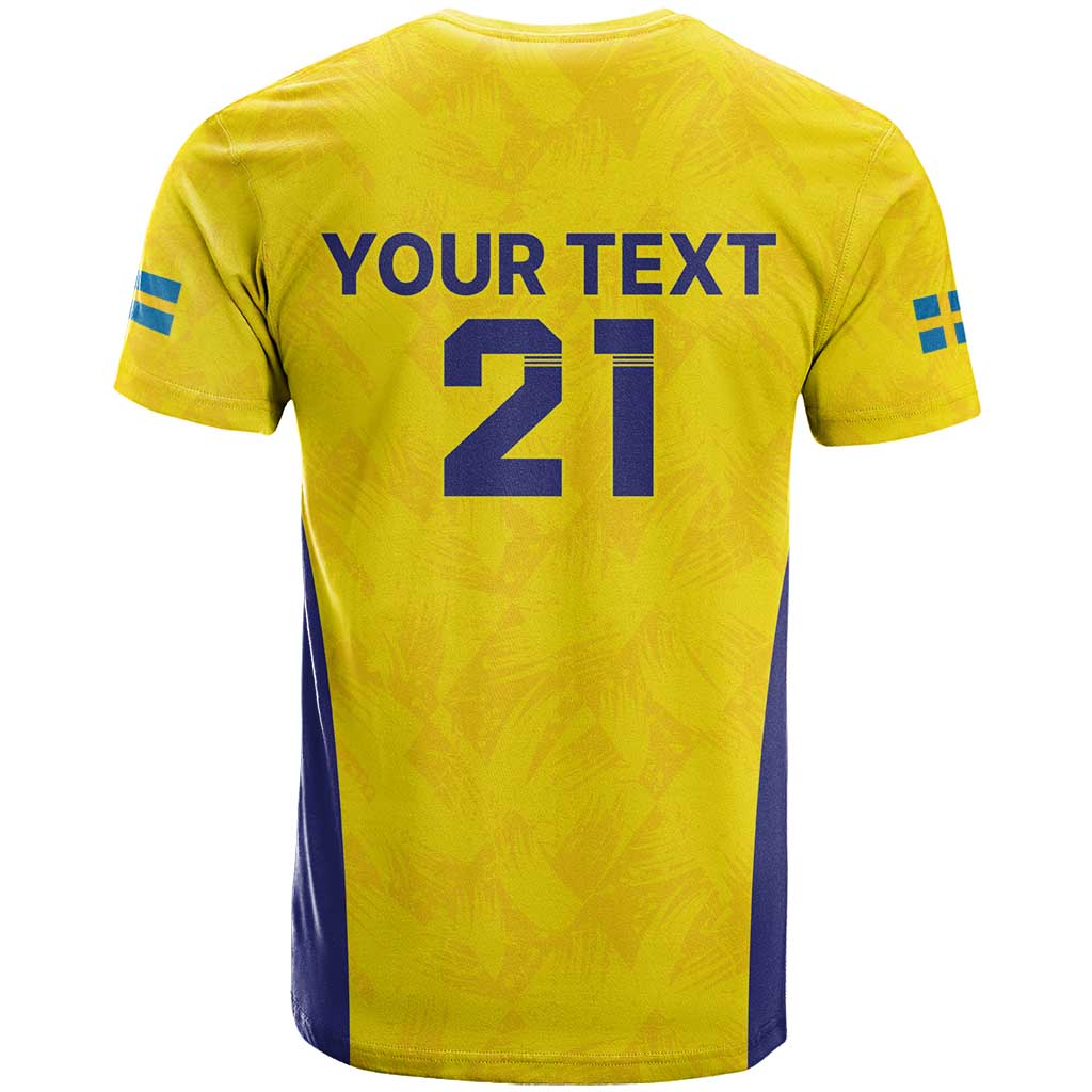 Sweden Rugby Custom T Shirt Three Crowns of Sweden Gold Pattern - Wonder Print Shop