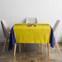 Sweden Rugby Custom Tablecloth Three Crowns of Sweden Gold Pattern - Wonder Print Shop