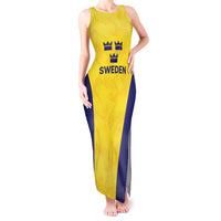 Sweden Rugby Custom Tank Maxi Dress Three Crowns of Sweden Gold Pattern - Wonder Print Shop