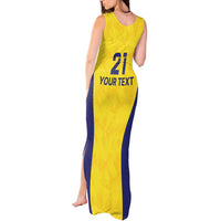 Sweden Rugby Custom Tank Maxi Dress Three Crowns of Sweden Gold Pattern - Wonder Print Shop