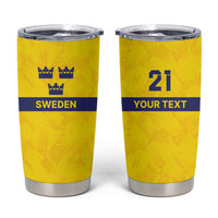 Sweden Rugby Custom Tumbler Cup Three Crowns of Sweden Gold Pattern - Wonder Print Shop