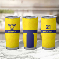 Sweden Rugby Custom Tumbler Cup Three Crowns of Sweden Gold Pattern - Wonder Print Shop