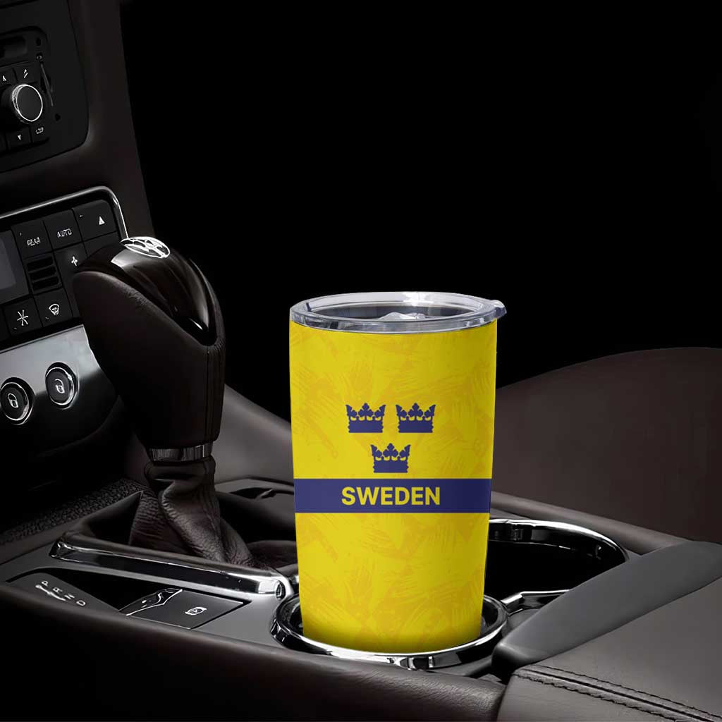 Sweden Rugby Custom Tumbler Cup Three Crowns of Sweden Gold Pattern - Wonder Print Shop
