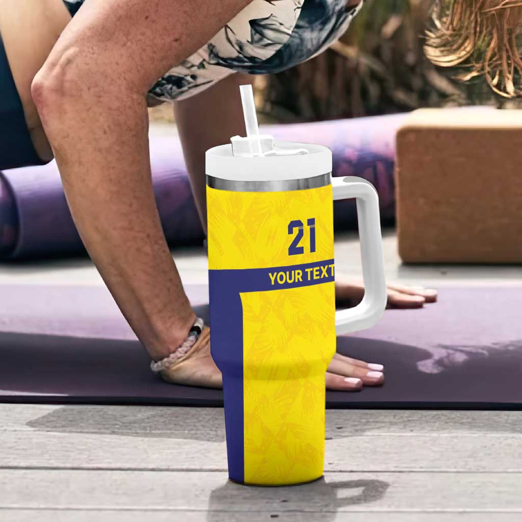 Sweden Rugby Custom Tumbler With Handle Three Crowns of Sweden Gold Pattern - Wonder Print Shop