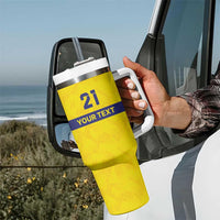 Sweden Rugby Custom Tumbler With Handle Three Crowns of Sweden Gold Pattern - Wonder Print Shop