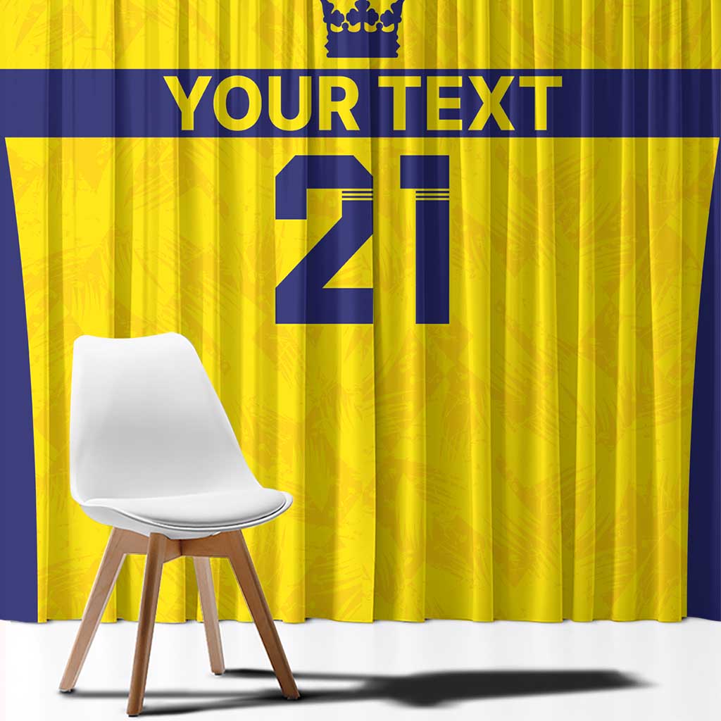 Sweden Rugby Custom Window Curtain Three Crowns of Sweden Gold Pattern - Wonder Print Shop
