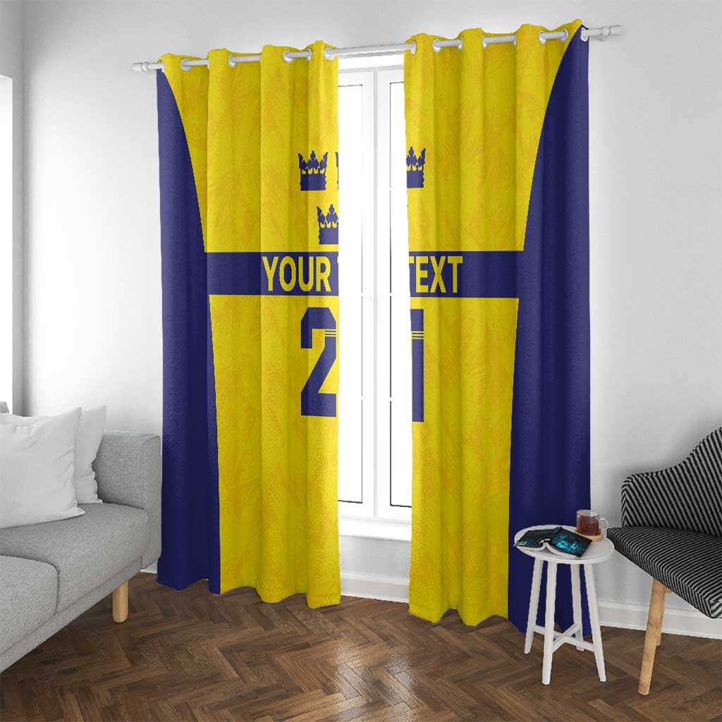 Sweden Rugby Custom Window Curtain Three Crowns of Sweden Gold Pattern - Wonder Print Shop