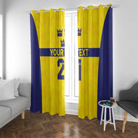 Sweden Rugby Custom Window Curtain Three Crowns of Sweden Gold Pattern - Wonder Print Shop