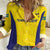 Sweden Rugby Custom Women Casual Shirt Three Crowns of Sweden Gold Pattern - Wonder Print Shop