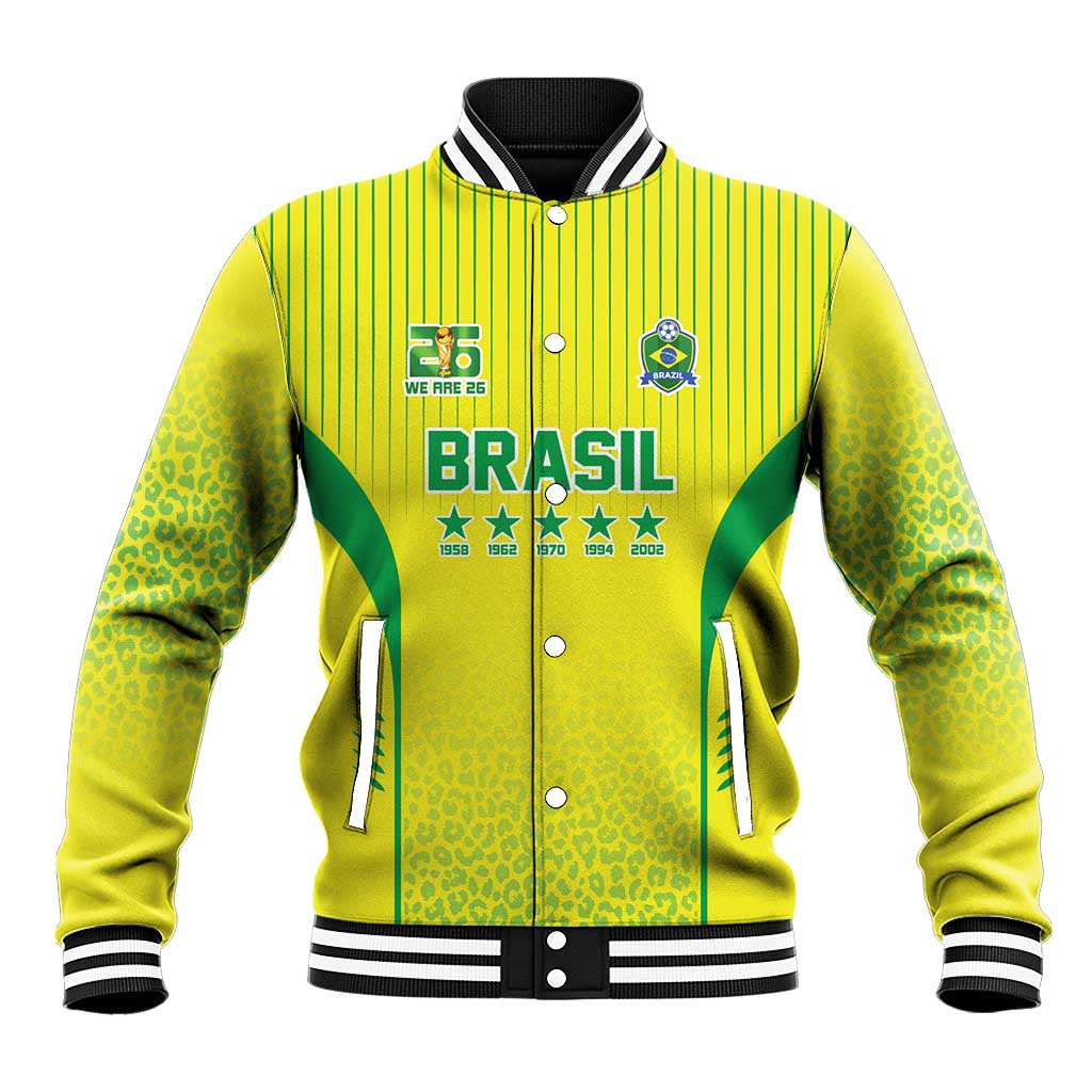 Custom Brazil World Football Legacy Baseball Jacket 5 Times History Champions - Wonder Print Shop