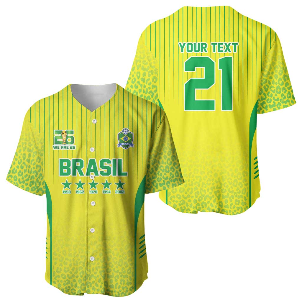 Custom Brazil World Football Legacy Baseball Jersey 5 Times History Champions - Wonder Print Shop