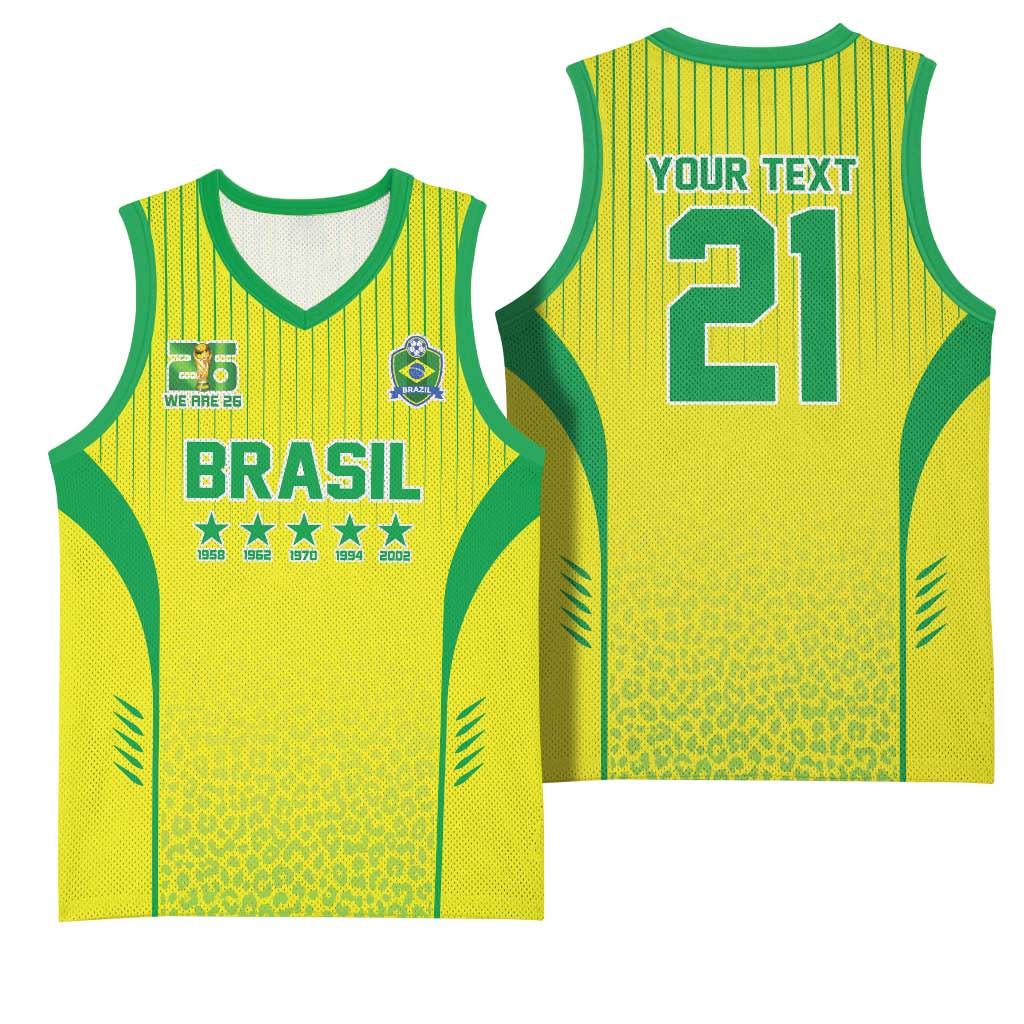 Custom Brazil World Football Legacy Basketball Jersey 5 Times History Champions - Wonder Print Shop