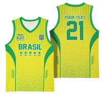 Custom Brazil World Football Legacy Basketball Jersey 5 Times History Champions - Wonder Print Shop