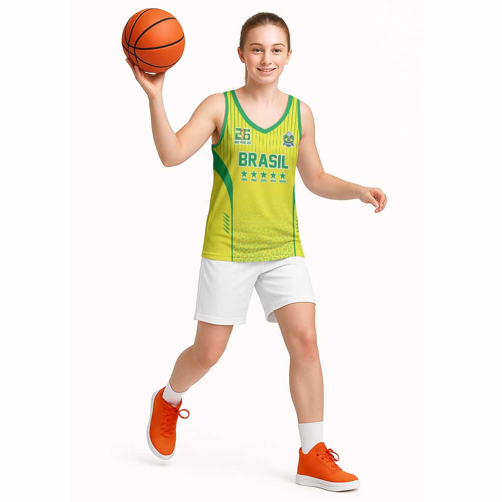 Custom Brazil World Football Legacy Basketball Jersey 5 Times History Champions - Wonder Print Shop
