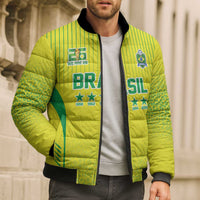 Custom Brazil World Football Legacy Bomber Puffer Jacket 5 Times History Champions - Wonder Print Shop