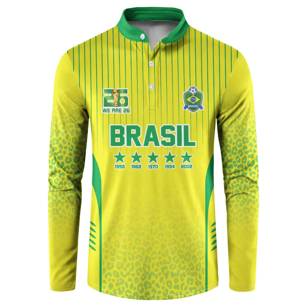 Custom Brazil World Football Legacy Button Sweatshirt 5 Times History Champions - Wonder Print Shop
