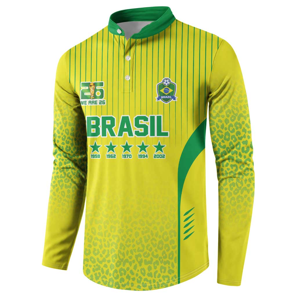 Custom Brazil World Football Legacy Button Sweatshirt 5 Times History Champions - Wonder Print Shop