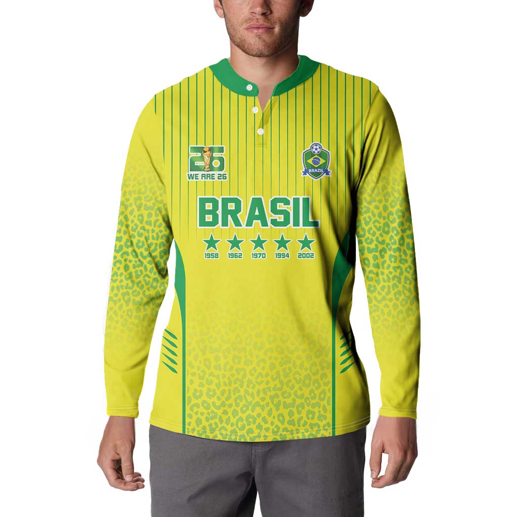 Custom Brazil World Football Legacy Button Sweatshirt 5 Times History Champions - Wonder Print Shop