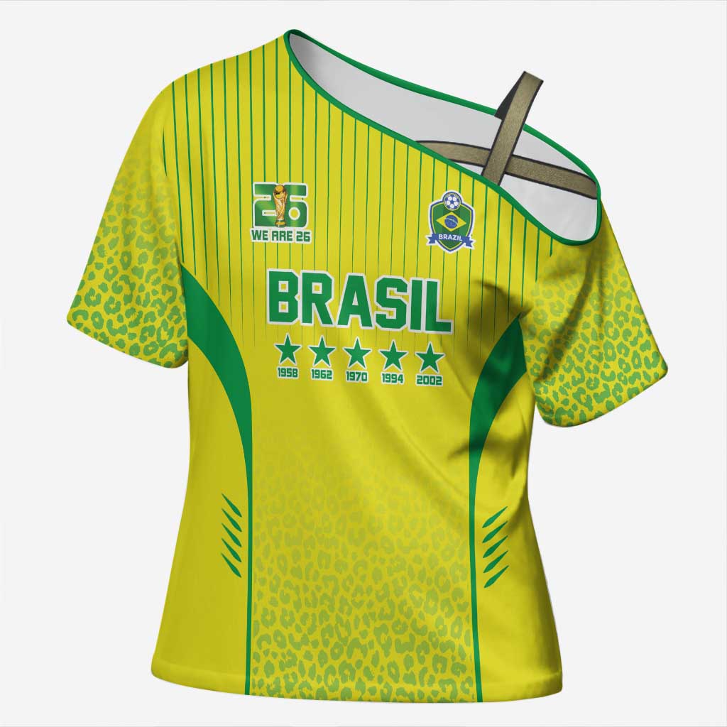 Custom Brazil World Football Legacy Cross Shoulder Shirt 5 Times History Champions - Wonder Print Shop