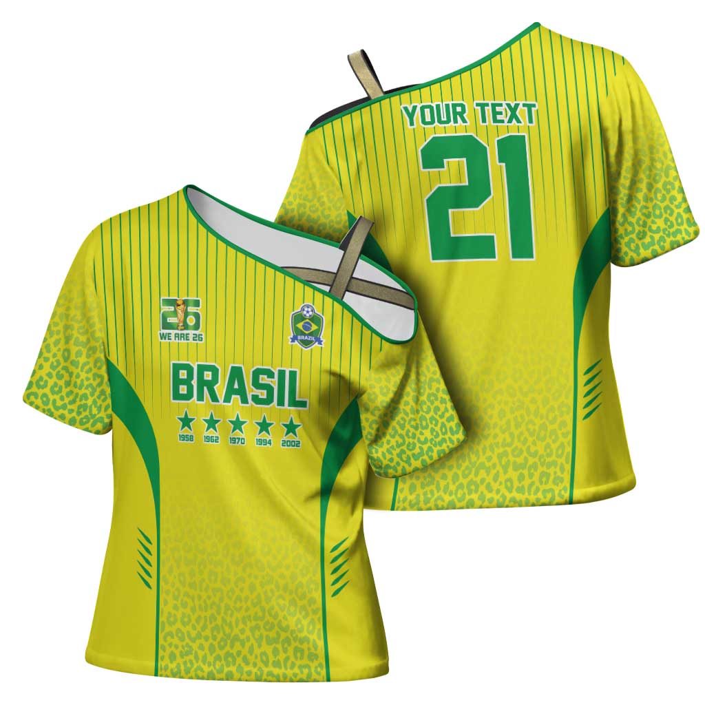 Custom Brazil World Football Legacy Cross Shoulder Shirt 5 Times History Champions - Wonder Print Shop
