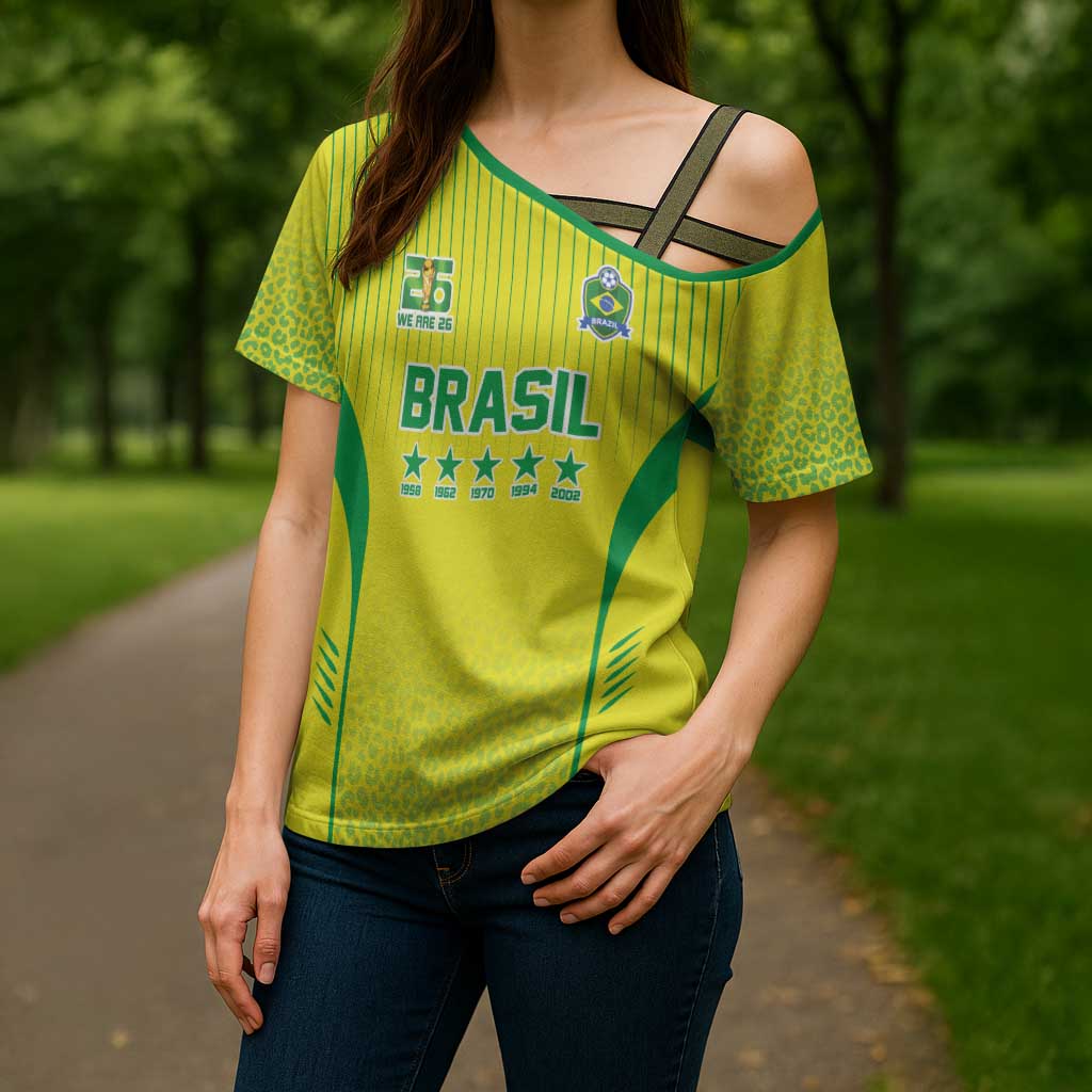 Custom Brazil World Football Legacy Cross Shoulder Shirt 5 Times History Champions - Wonder Print Shop