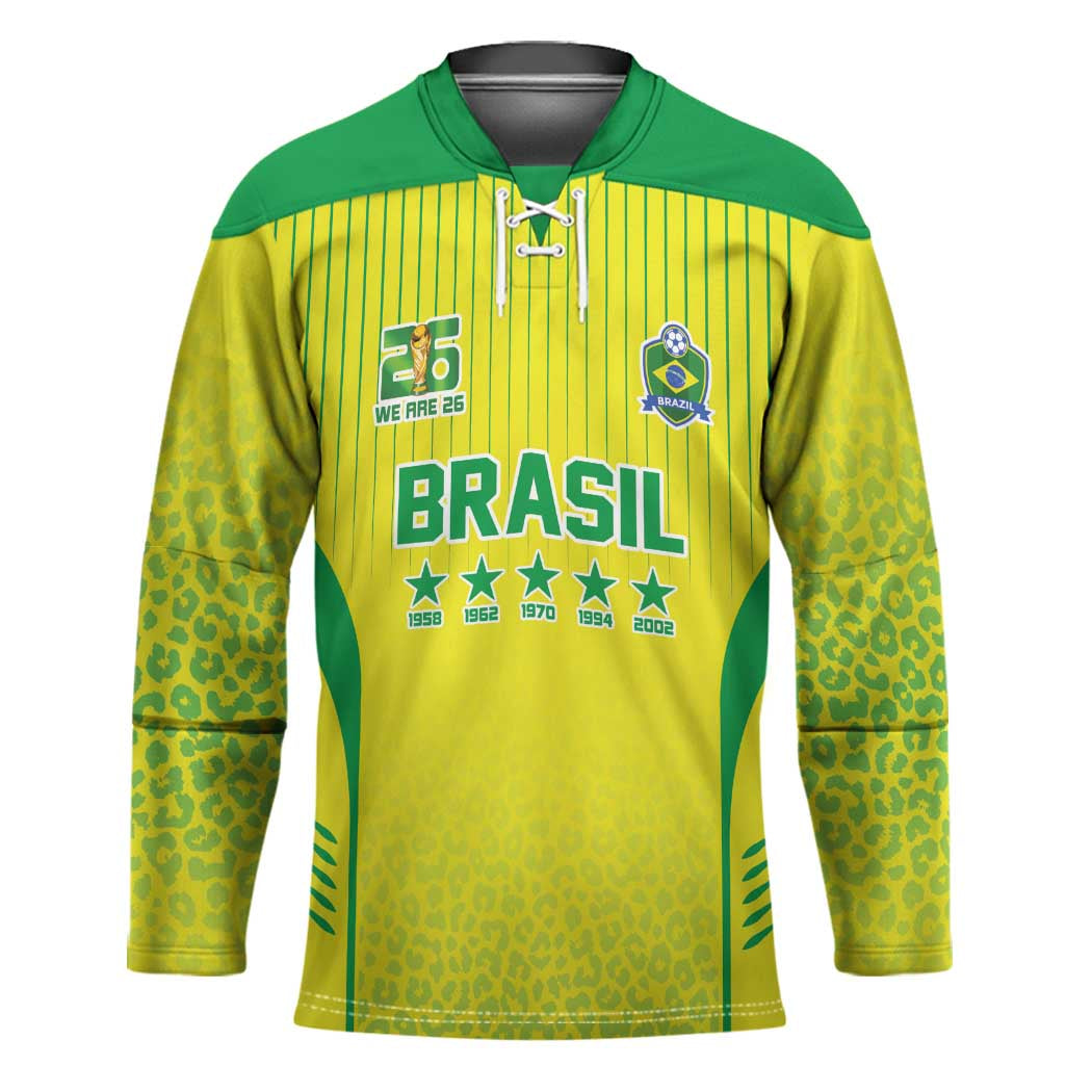Custom Brazil World Football Legacy Hockey Jersey 5 Times History Champions - Wonder Print Shop