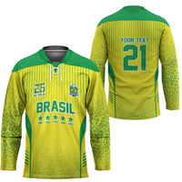 Custom Brazil World Football Legacy Hockey Jersey 5 Times History Champions - Wonder Print Shop