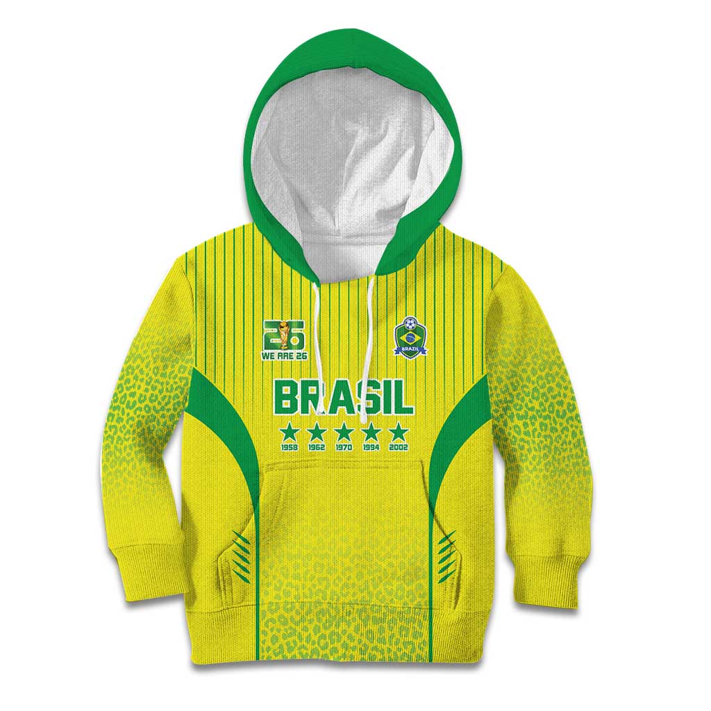 Custom Brazil World Football Legacy Kid Hoodie 5 Times History Champions - Wonder Print Shop