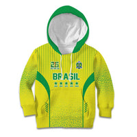 Custom Brazil World Football Legacy Kid Hoodie 5 Times History Champions - Wonder Print Shop