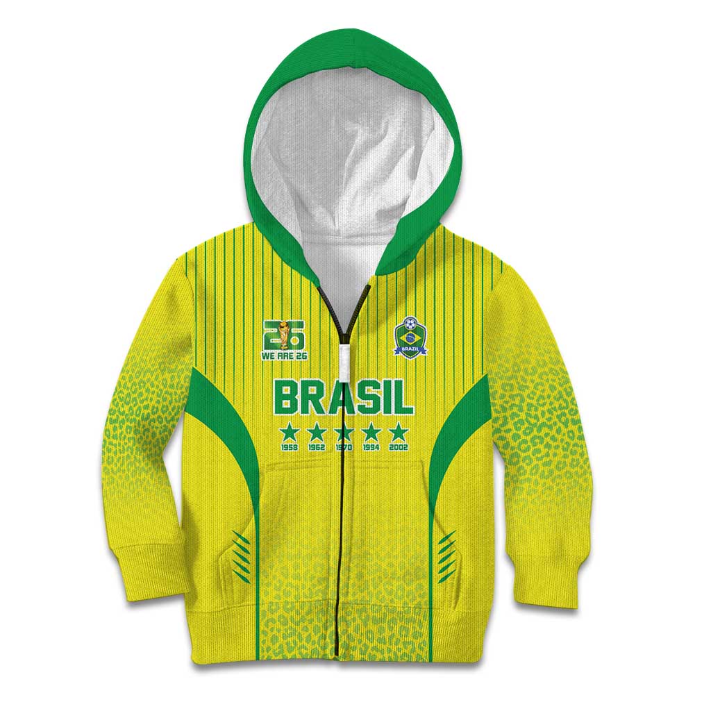 Custom Brazil World Football Legacy Kid Hoodie 5 Times History Champions - Wonder Print Shop