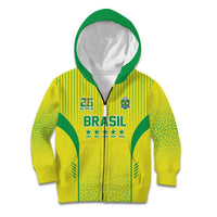 Custom Brazil World Football Legacy Kid Hoodie 5 Times History Champions - Wonder Print Shop