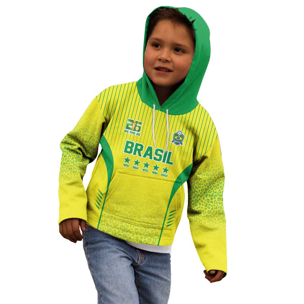 Custom Brazil World Football Legacy Kid Hoodie 5 Times History Champions - Wonder Print Shop
