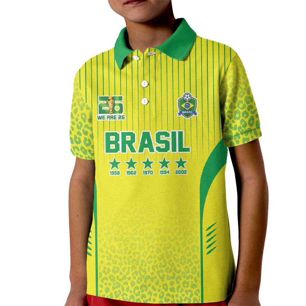 Custom Brazil World Football Legacy Kid Polo Shirt 5 Times History Champions - Wonder Print Shop