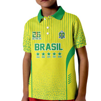 Custom Brazil World Football Legacy Kid Polo Shirt 5 Times History Champions - Wonder Print Shop