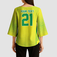Custom Brazil World Football Legacy Kimono Sleeve Blouse 5 Times History Champions - Wonder Print Shop