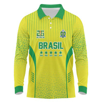 Custom Brazil World Football Legacy Long Sleeve Polo Shirt 5 Times History Champions - Wonder Print Shop