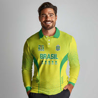 Custom Brazil World Football Legacy Long Sleeve Polo Shirt 5 Times History Champions - Wonder Print Shop