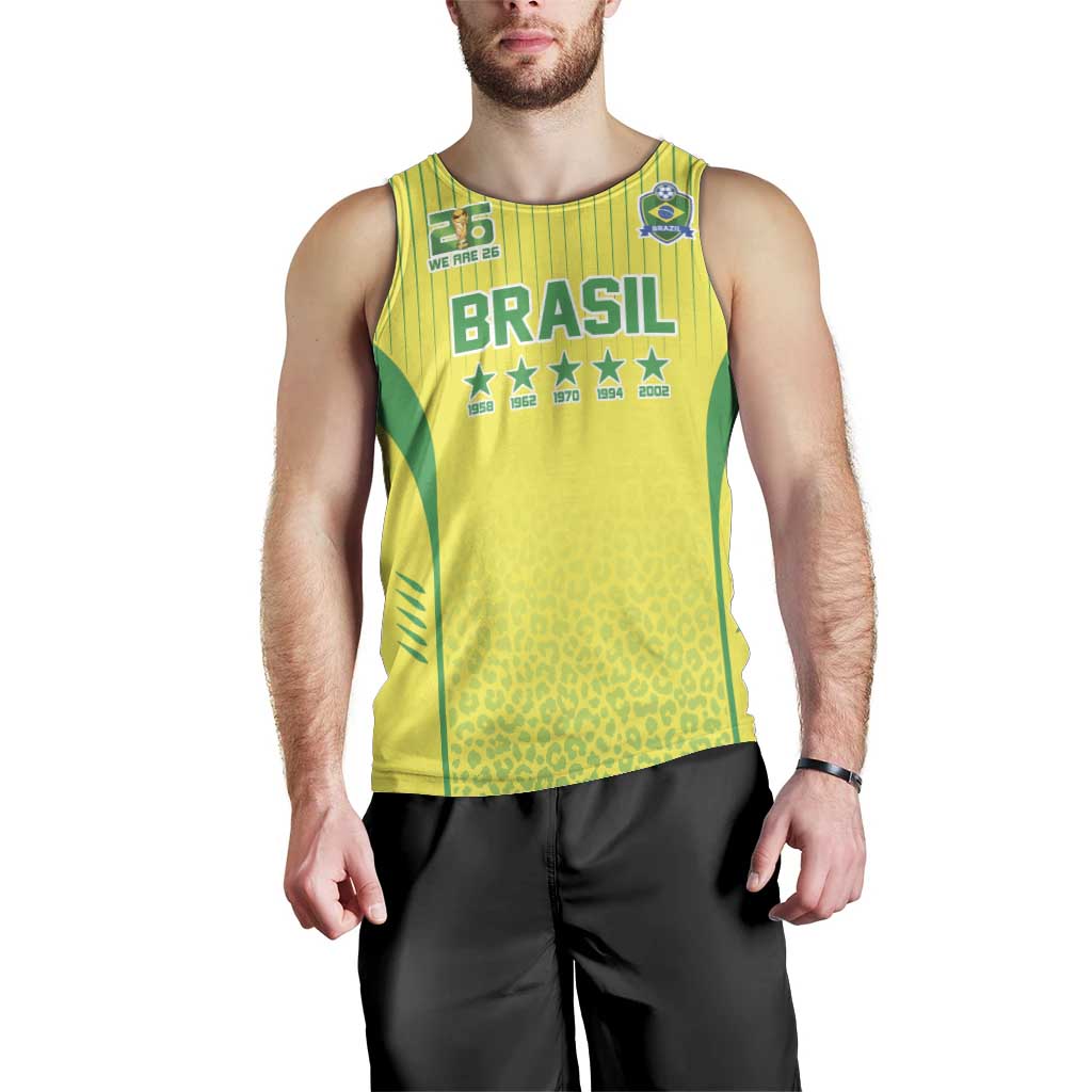 Custom Brazil World Football Legacy Men Tank Top 5 Times History Champions - Wonder Print Shop