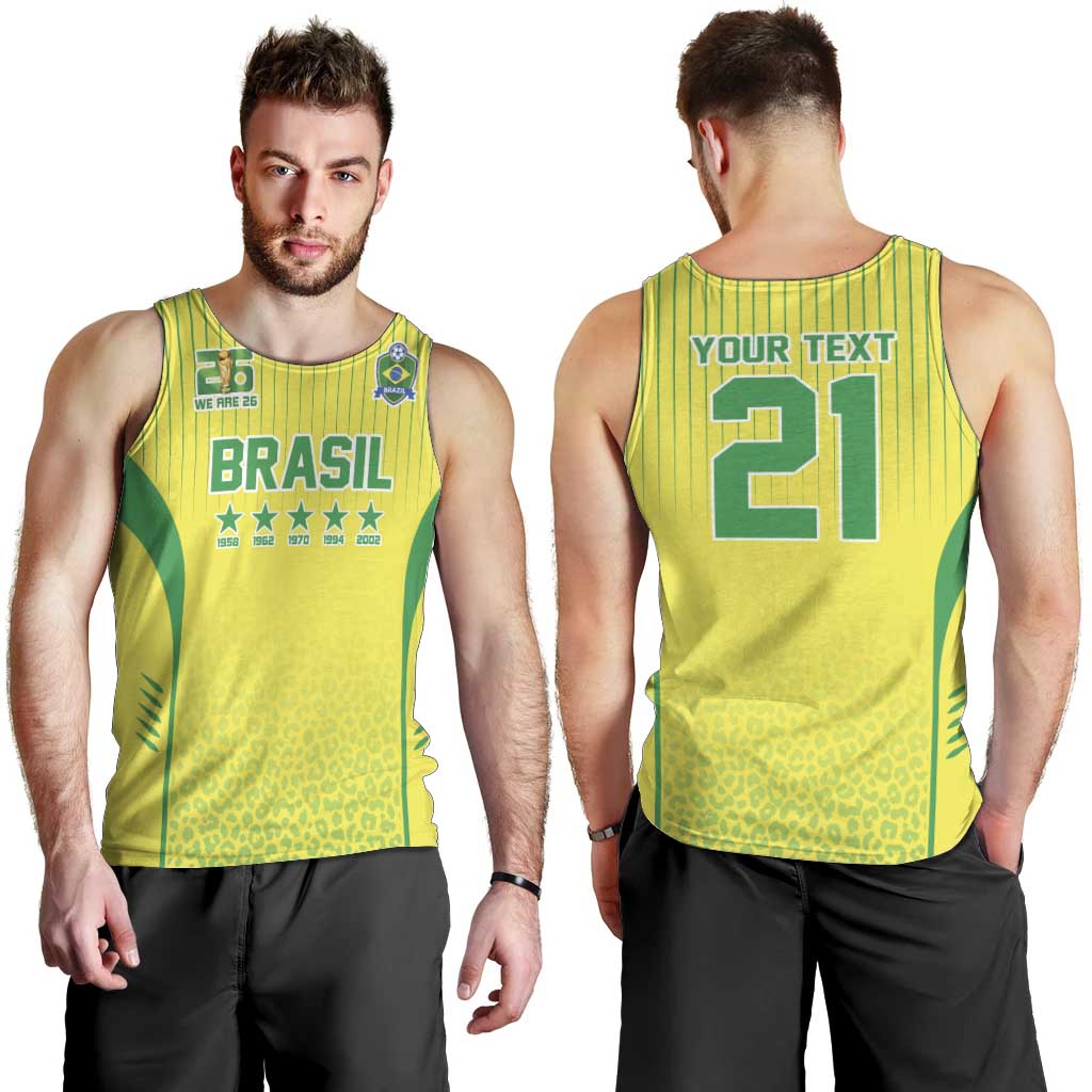 Custom Brazil World Football Legacy Men Tank Top 5 Times History Champions - Wonder Print Shop
