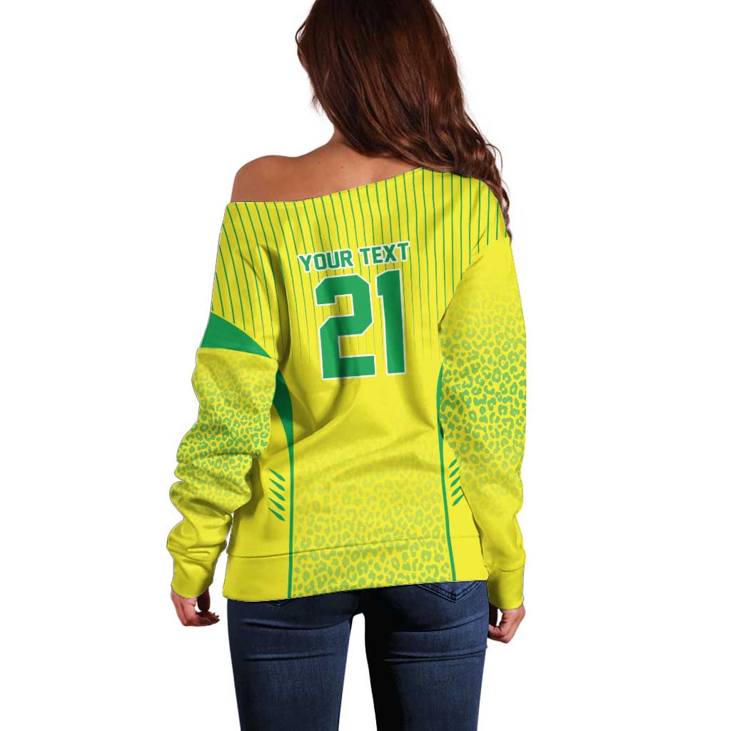 Custom Brazil World Football Legacy Off Shoulder Sweater 5 Times History Champions - Wonder Print Shop
