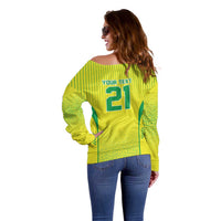 Custom Brazil World Football Legacy Off Shoulder Sweater 5 Times History Champions - Wonder Print Shop