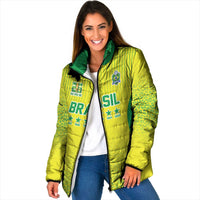 Custom Brazil World Football Legacy Padded Jacket 5 Times History Champions - Wonder Print Shop