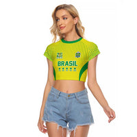 Custom Brazil World Football Legacy Raglan Cropped T Shirt 5 Times History Champions - Wonder Print Shop